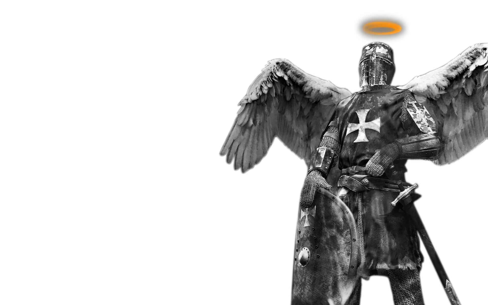 a guardian angel in full Armour protecting small businesses from hacked websites