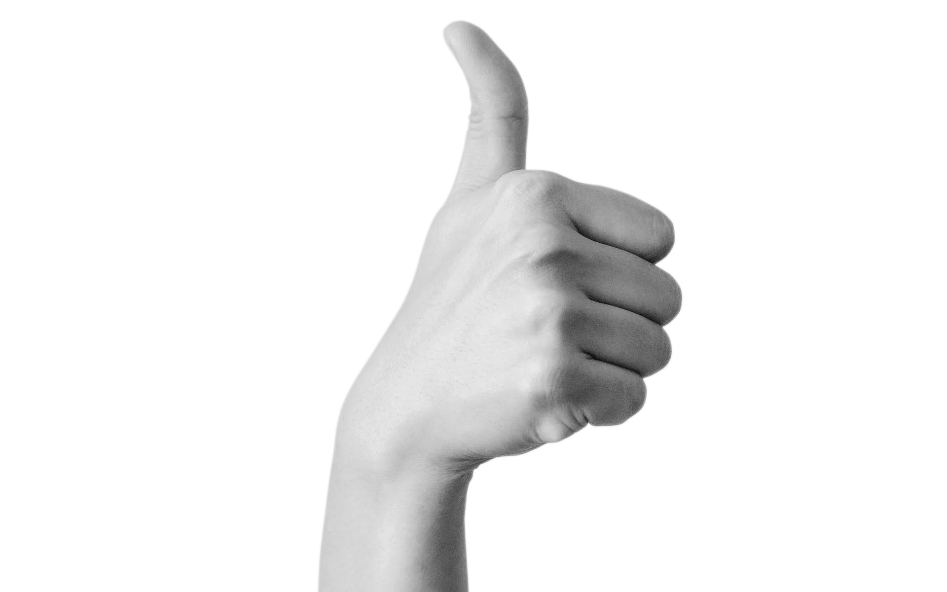 a thumbs up of approval